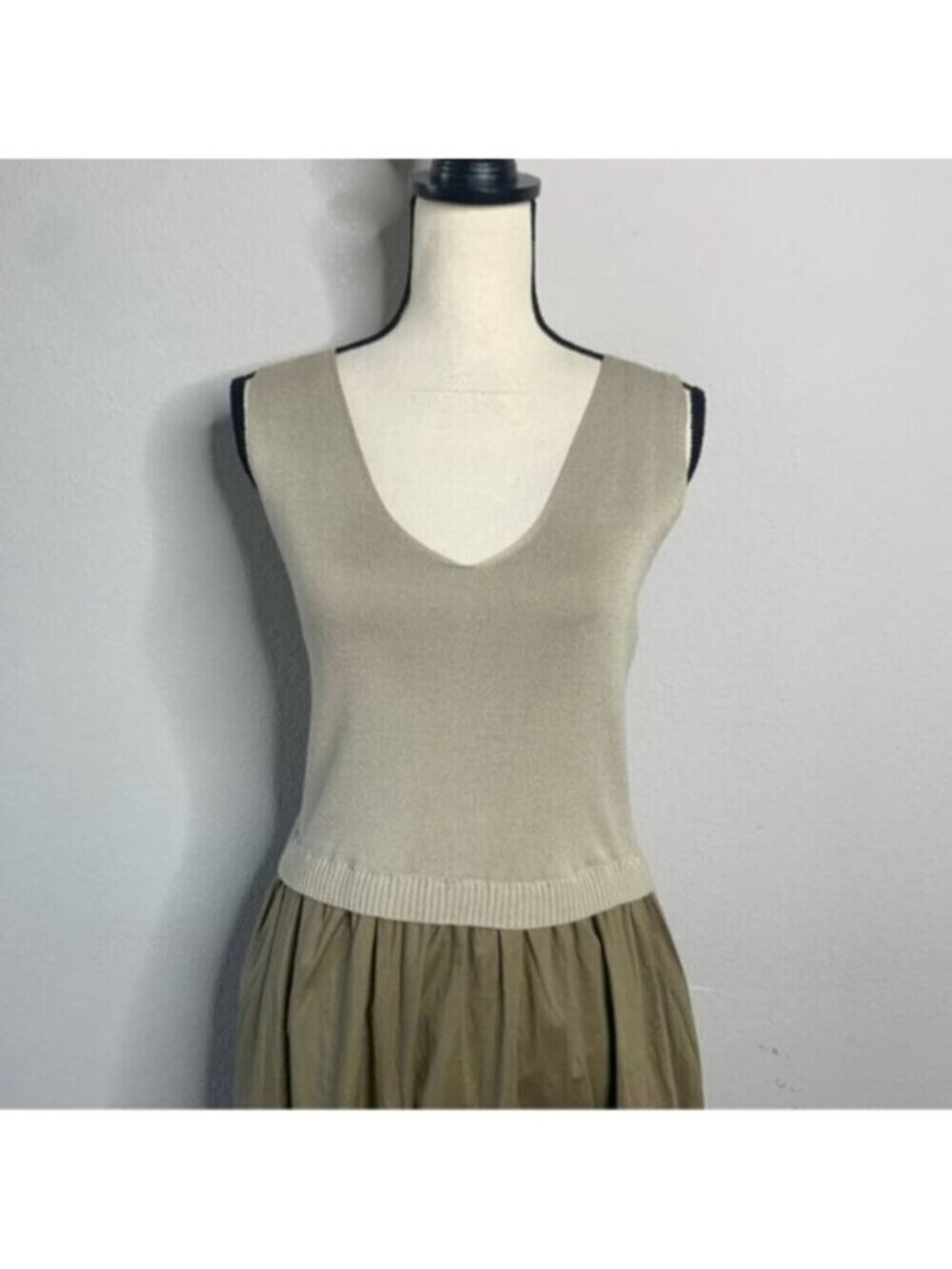 NWT TAYLOR Olive Green Poplin Skirt Midi Dress - Picture 7 of 15